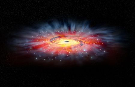 В нормальной галактике впервые найдена пара сверхмассивных чёрных дыр