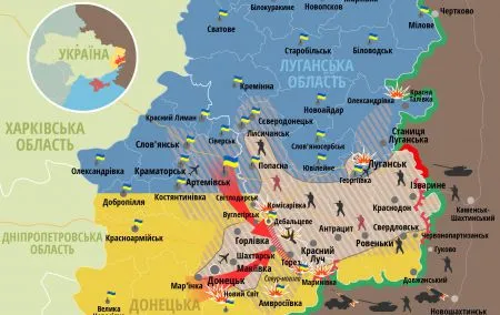 Карта боевых действий в зоне АТО по состоянию на 28 июля