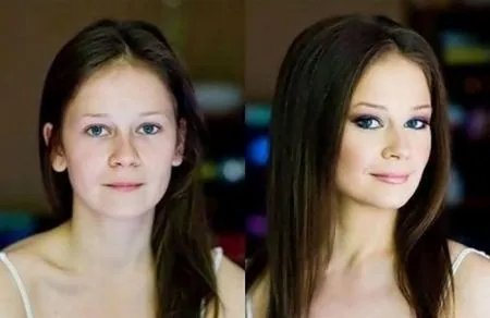 Фотографии девушек до и после макияжа