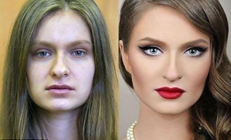 Фотографии девушек до и после макияжа