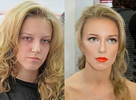 Фотографии девушек до и после макияжа