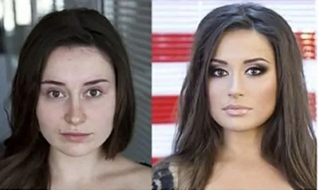 Фотографии девушек до и после макияжа