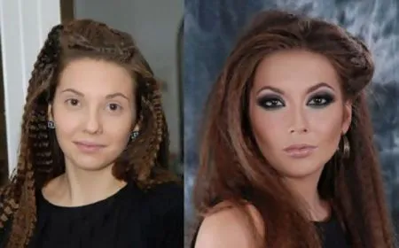 Фотографии девушек до и после макияжа