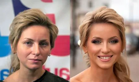 Фотографии девушек до и после макияжа
