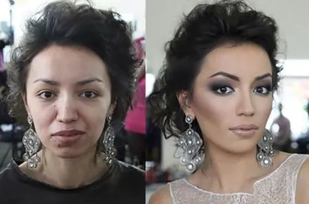 Фотографии девушек до и после макияжа