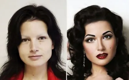 Фотографии девушек до и после макияжа