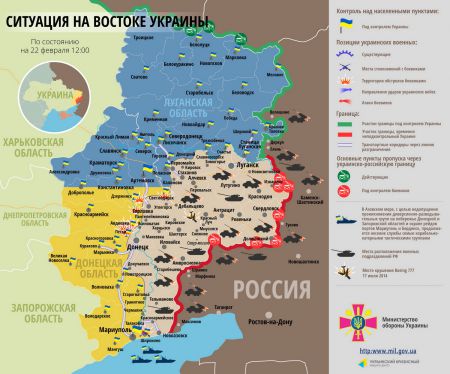 Карта АТО 22 февраля. ДНР отводит технику, а Россия присылает новую