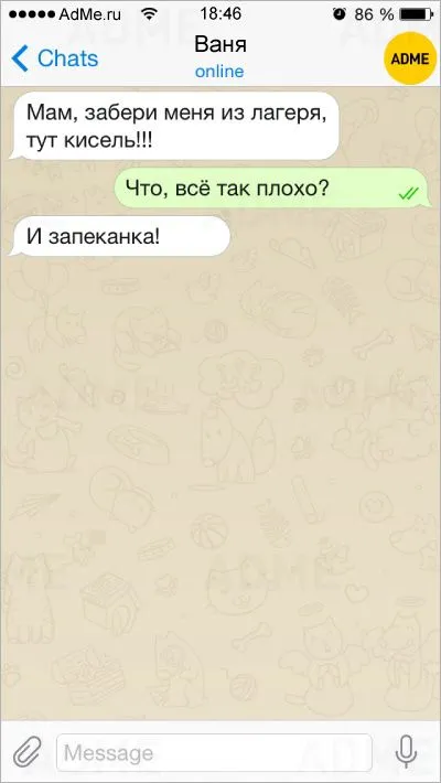 СМС от детей, которые вовсю отрываются на каникулах