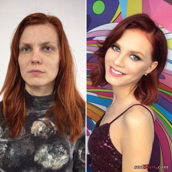 Современный макияж творит чудеса: "До и после" (23 фото)